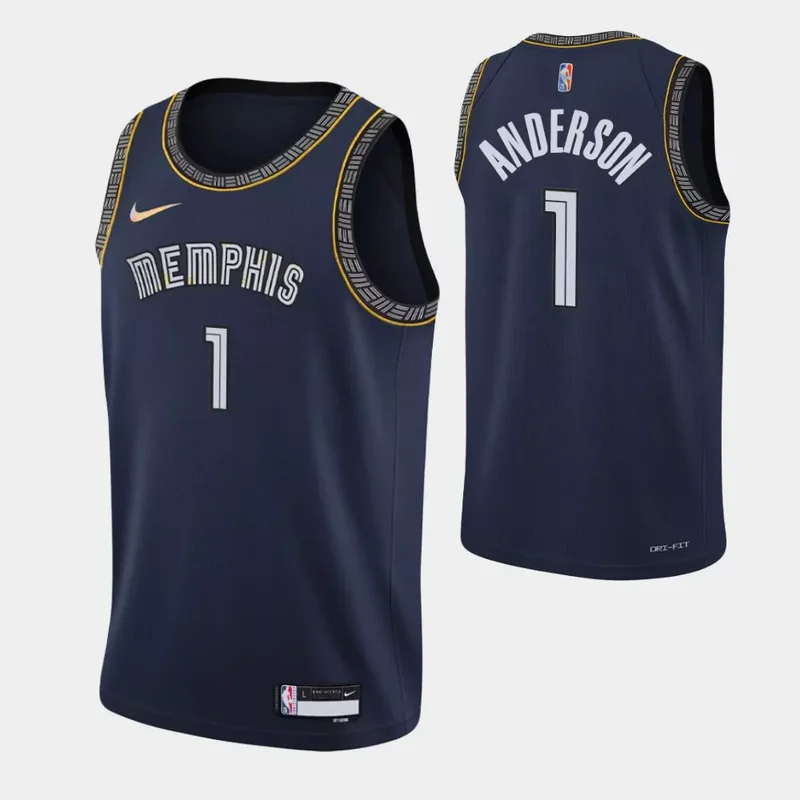 Memphis Grizzlies #1 Kyle Anderson 75th Anniversary City Navy Basketball jersey