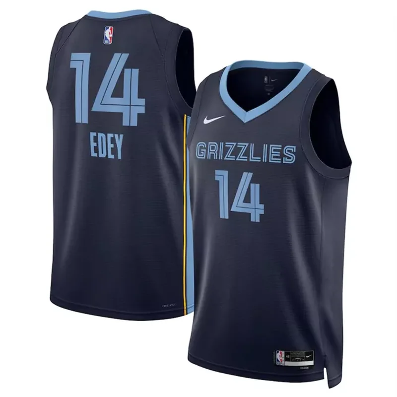 Memphis Grizzlies #14 Zach Edey Navy Icon Edition Stitched Basketball jersey