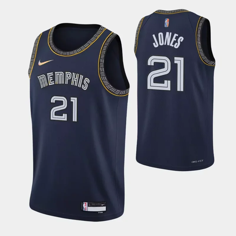 Memphis Grizzlies #21 Tyus Jones 75th Anniversary City Navy Basketball jersey