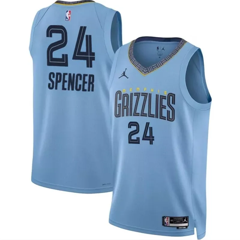 memphis grizzlies #0 jaylen wells blue 2024 draft statement edition stitched Basketball jersey - Image 2
