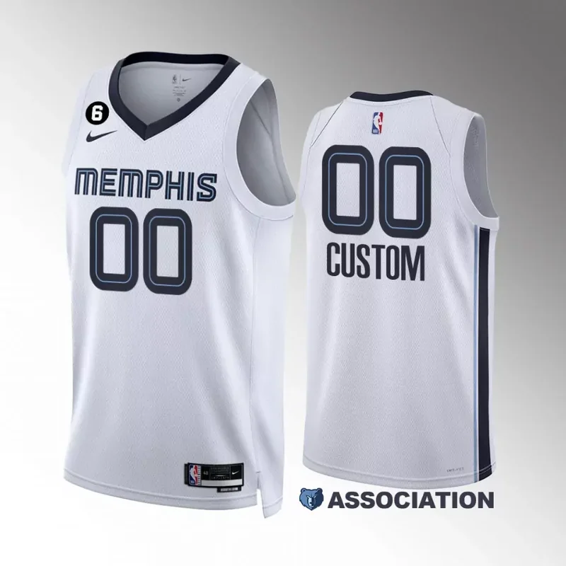Memphis Grizzlies custom white 2022 23association edition no.6 patch jersey Basketball jersey