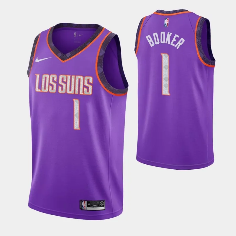 Mens Phoenix Suns Devin Booker #1 Purple Icon Basketball jersey - Image 2