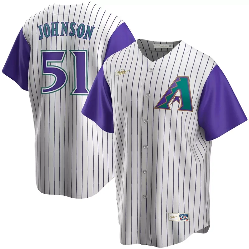 Mens Arizona Diamondbacks Randy Johnson Cream Purple Alternate Cooperstown Collection Player Baseball jersey