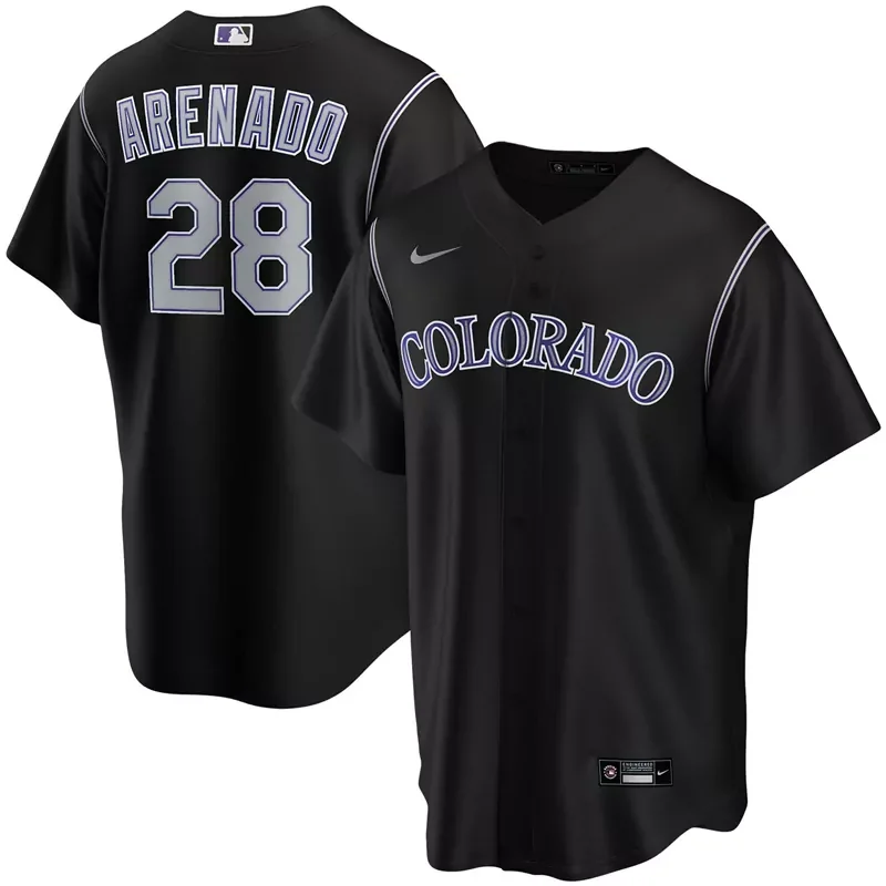 Mens Colorado Rockies Nolan Arenado Black Alternate 2020 Player Baseball jersey
