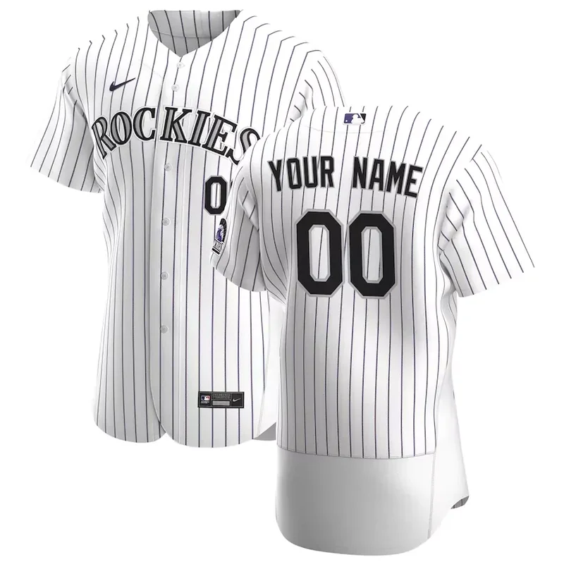 Mens Colorado Rockies WhitePurple 2020 Home Custom Baseball jersey