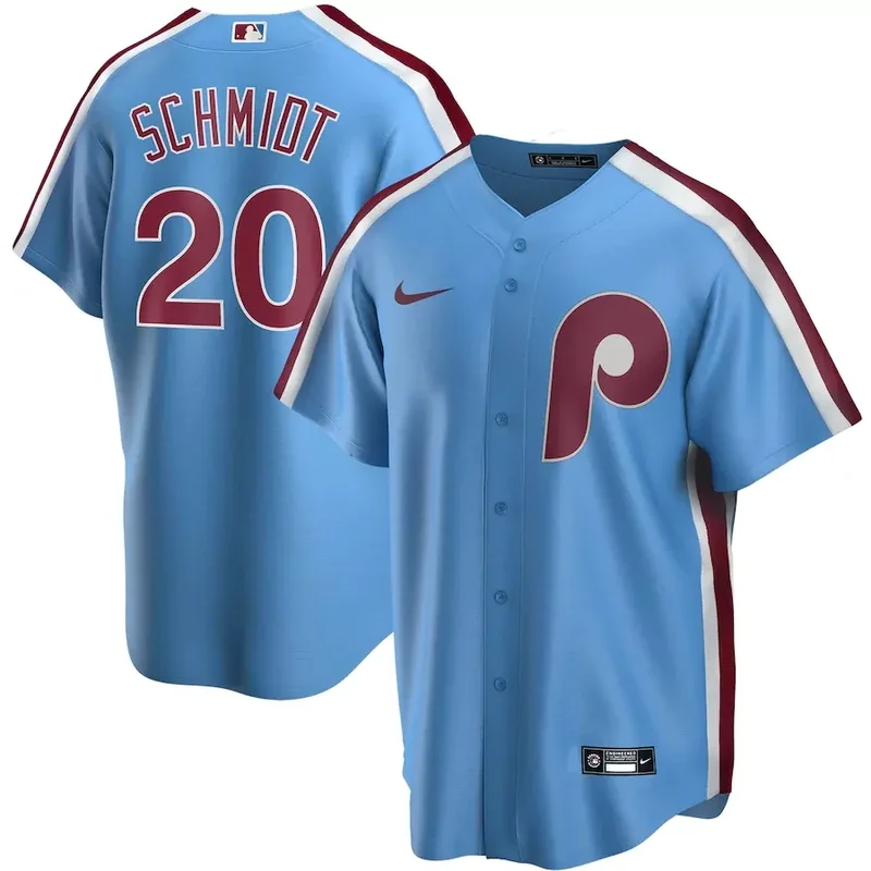 Mens Mike Schmidt Light Blue Philadelphia Phillies Road Cooperstown Collection Player Baseball jersey