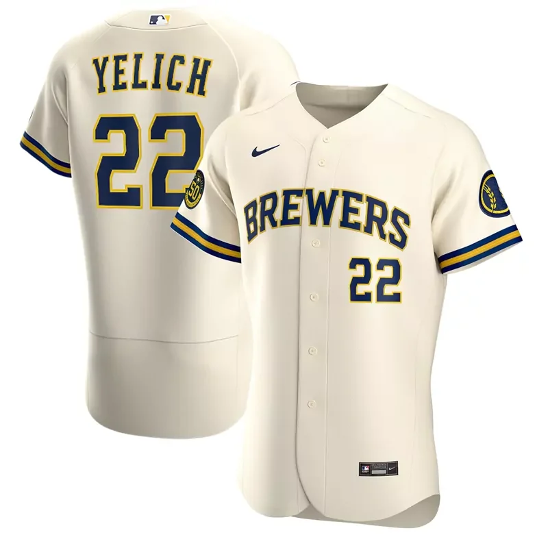 Mens Milwaukee Brewers White Alternate 2020 Team Baseball jersey - Image 3