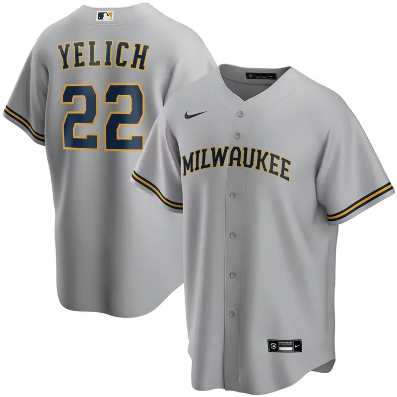 milwaukee brewers #20 mike brosseau powder blue 2022 city connect flex base Baseball jersey - Image 2