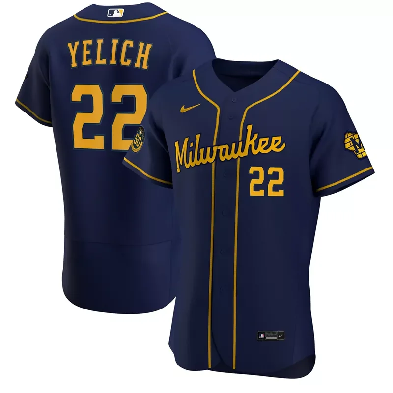 Milwaukee Brewers Navy Alternate 2020 Baseball jersey - Image 5
