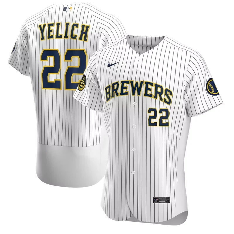 milwaukee brewers #20 mike brosseau powder blue 2022 city connect flex base Baseball jersey - Image 3