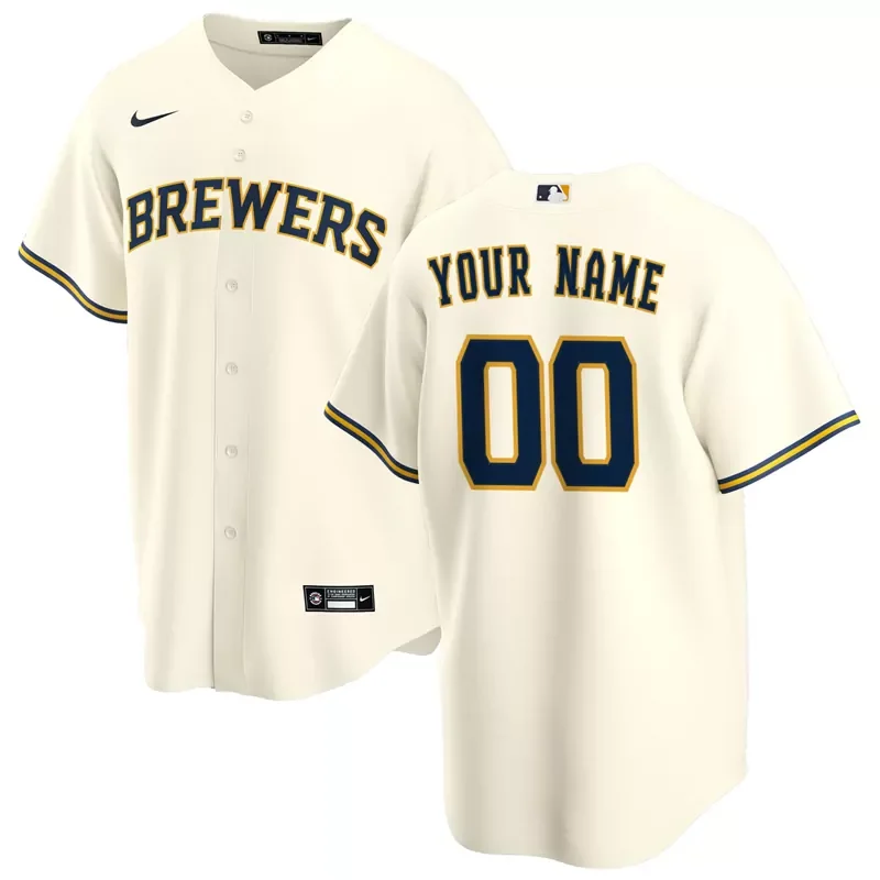 Milwaukee Brewers #0 Brice Turang Home Player Cream Baseball jersey - Image 4