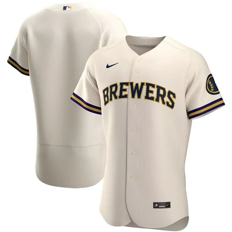 Milwaukee Brewers #0 Brice Turang Home Player Cream Baseball jersey - Image 5