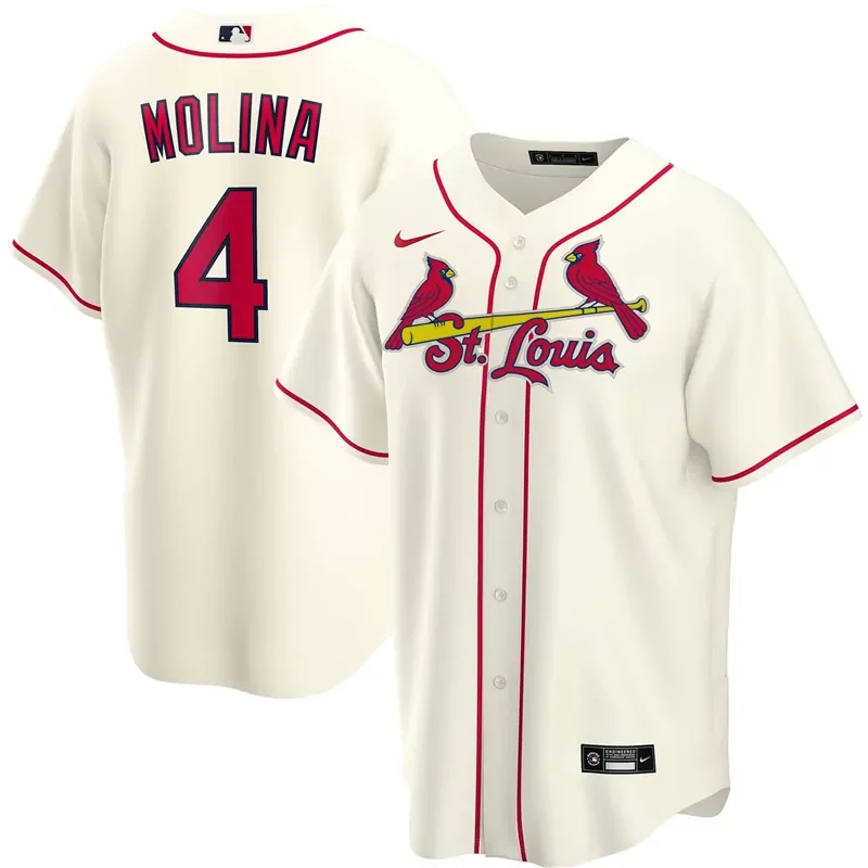 Mens St Louis Cardinals Yadier Molina Cream Alternate 2020 Player 1 Football jersey