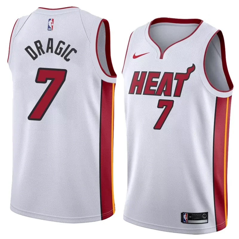 Miami Heat Dragic #7 White Red Basketball jersey