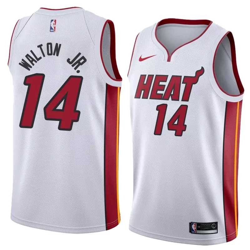 Miami Heat Walton Jr. #14 White Red Basketball jersey