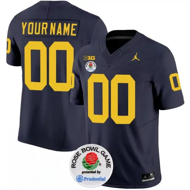 Michigan Wolverines Active Player Custom 2023 F.U.S.E. Navy Blue Rose Bowl Hockey jersey