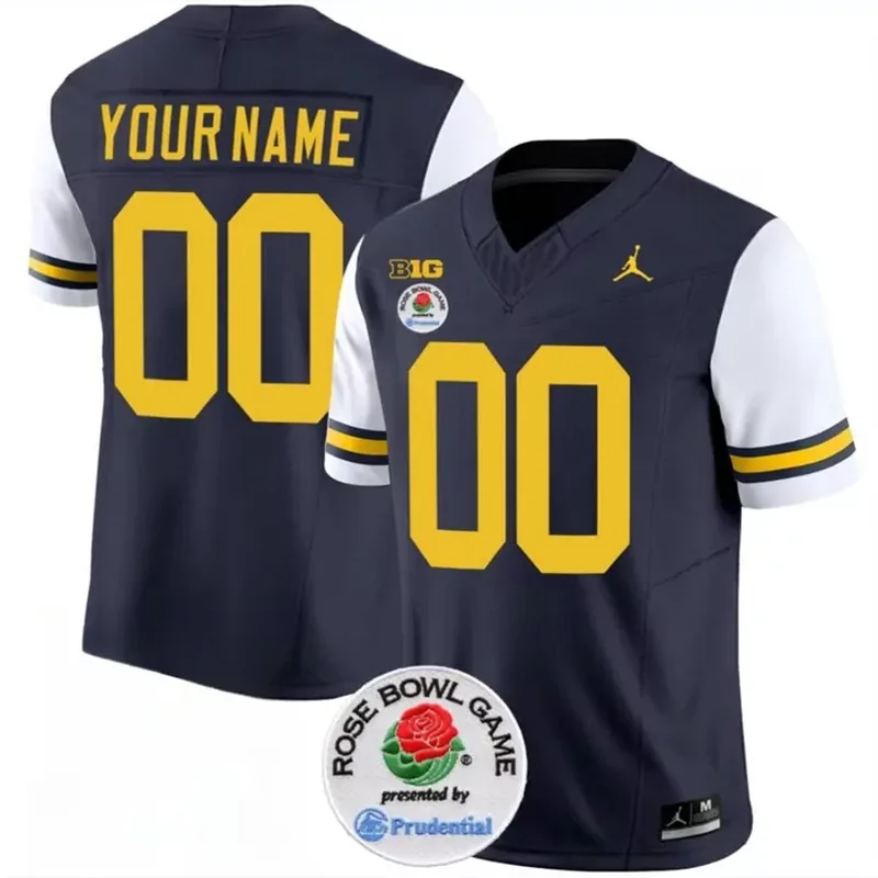 Michigan Wolverines Active Player Custom 2023 F.U.S.E. Yellow Rose Bowl Patch Football jersey - Image 2