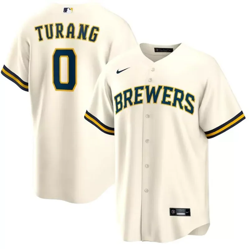 Milwaukee Brewers #0 Brice Turang Home Player Cream Baseball jersey