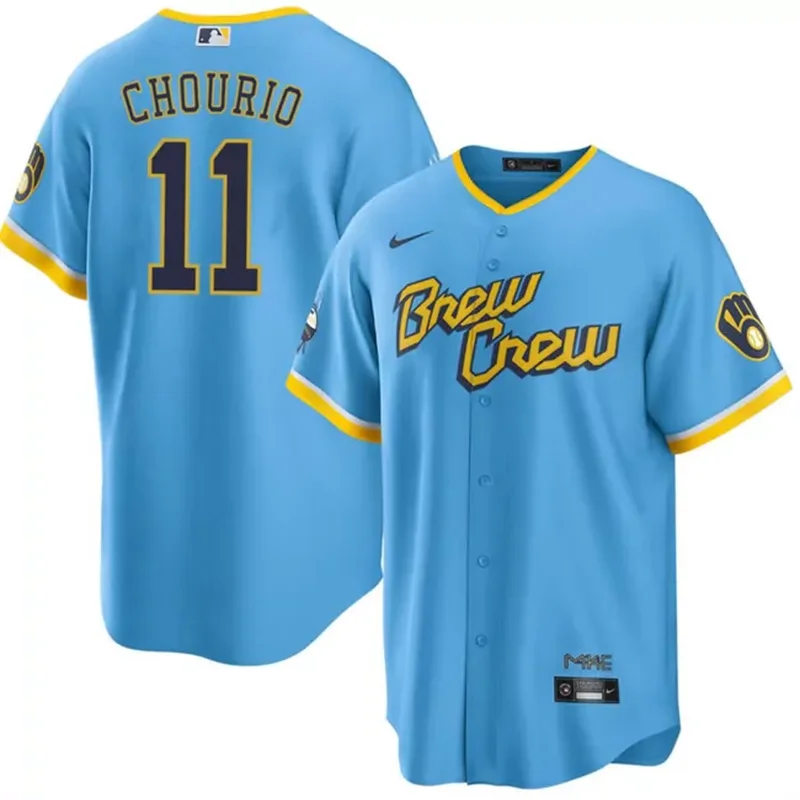 Mens Milwaukee Brewers Navy Alternate 2020 Team V2001 Baseball jersey - Image 5