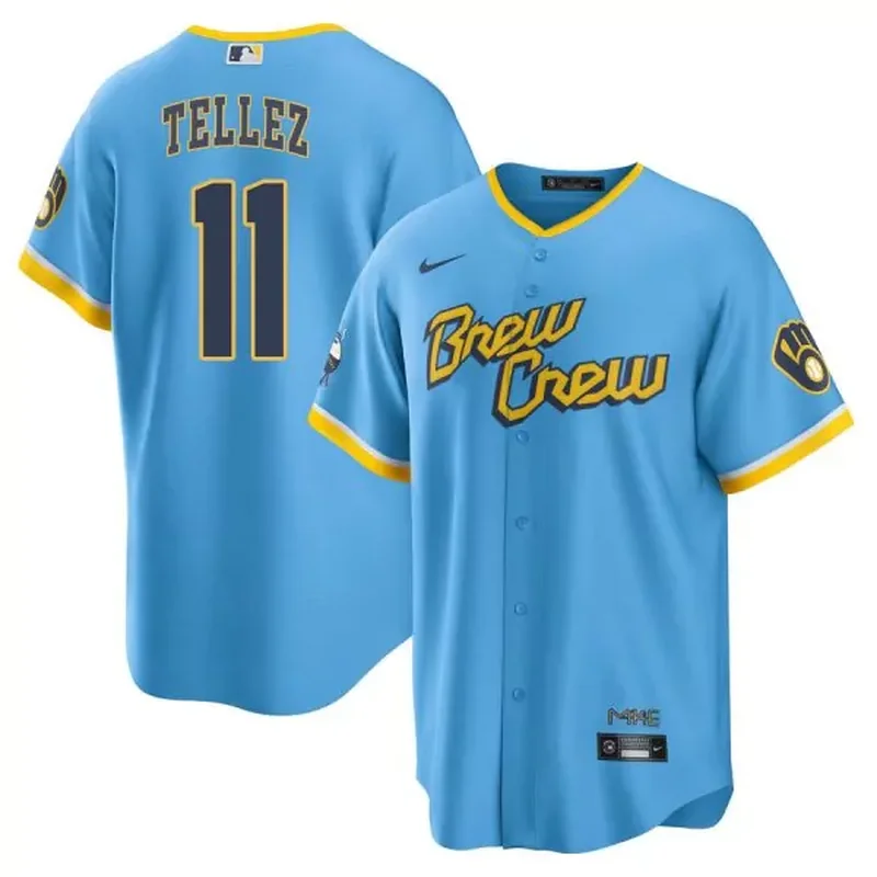 Milwaukee Brewers #12 Hunter Renfroe Brew Crew City Connect Powder Blue Stitched Baseball jersey - Image 3
