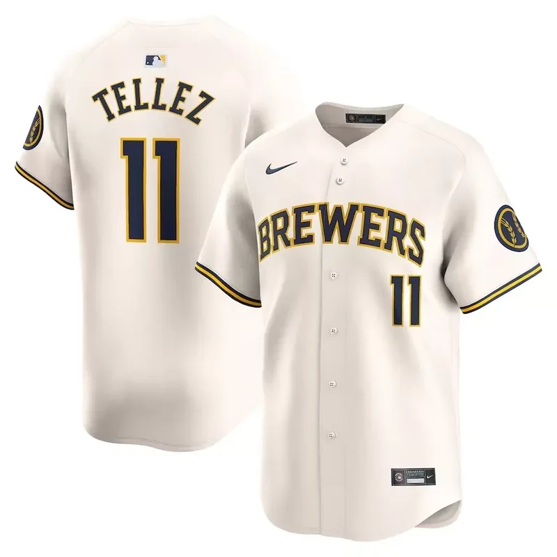 Mens Christian Yelich Cream Milwaukee Brewers Home 2020 Player Baseball jersey - Image 3