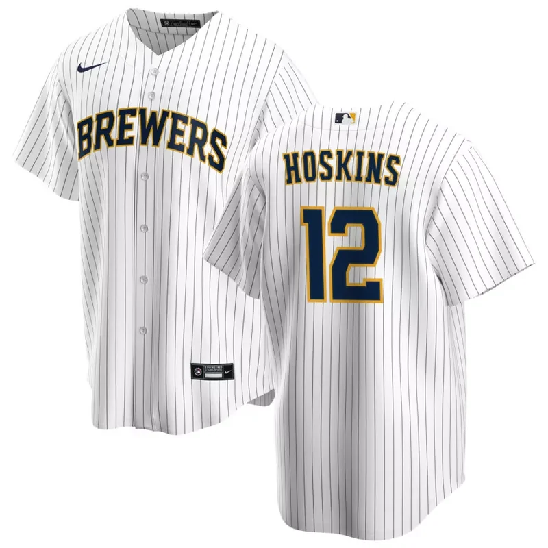 Milwaukee Brewers #12 Rhys Hoskins Baseball jersey