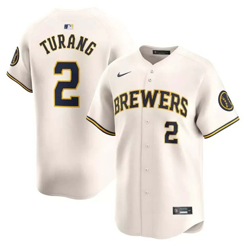 Milwaukee Brewers #13 Eric Haase Home Limited Player Cream Baseball jersey - Image 4