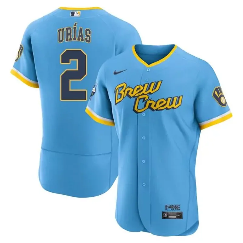 Milwaukee Brewers #27 Willy Adames Brew Crew City Connect Powder Blue Stitched Baseball jersey - Image 3