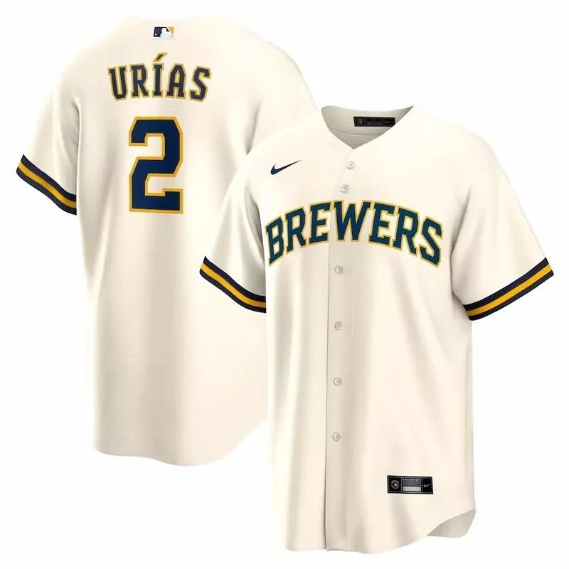 Milwaukee Brewers #13 Eric Haase Home Limited Player Cream Baseball jersey - Image 5