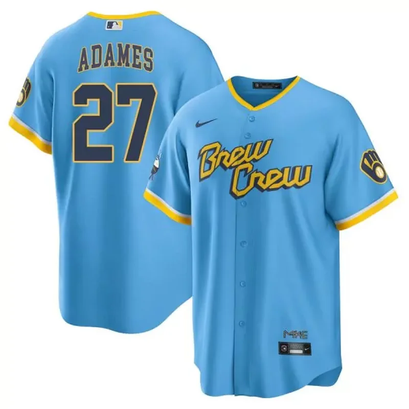 Milwaukee Brewers #27 Willy Adames Brew Crew City Connect Powder Blue Stitched Baseball jersey