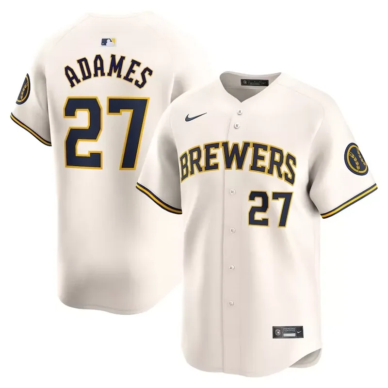 Mens Christian Yelich Cream Milwaukee Brewers Home 2020 Player Baseball jersey - Image 5