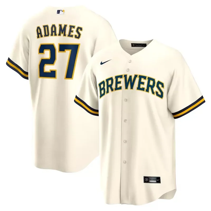 milwaukee brewers #20 mike brosseau white cool base Baseball jersey - Image 3