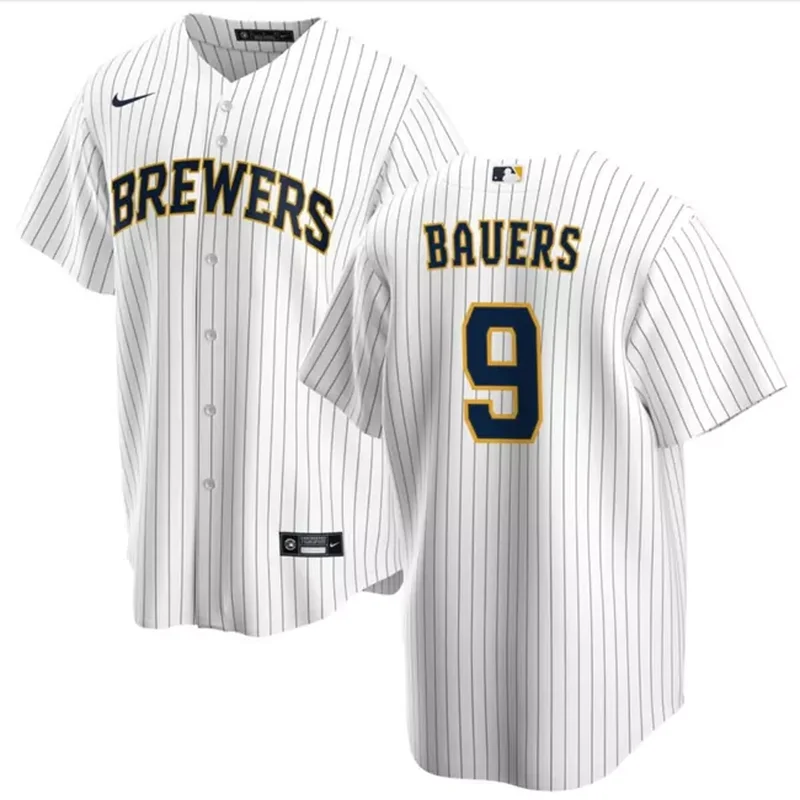 Milwaukee Brewers #9 Jake Bauers Cream Cool Base Stitched Baseball jersey - Image 2