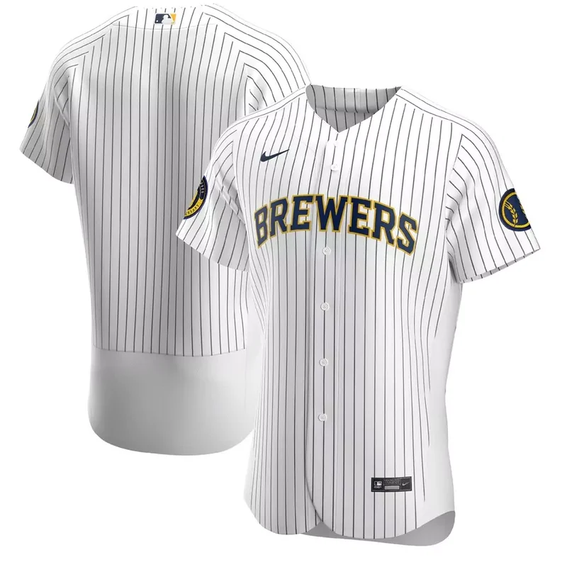 milwaukee brewers #20 mike brosseau white cool base Baseball jersey - Image 5
