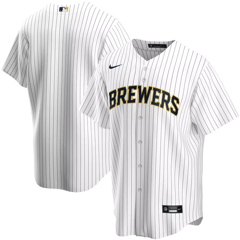 Mens Cream Milwaukee Brewers 2020 Home Custom Patch Baseball jersey - Image 4