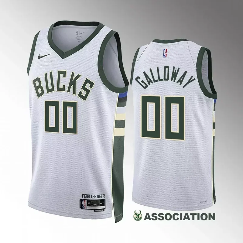 Milwaukee Bucks #00 Jaylin Galloway White Association Edition Men Basketball jersey - Image 2