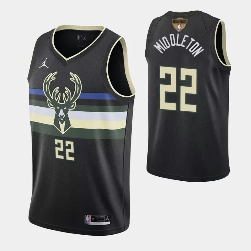 Milwaukee Bucks #22 Khris Middleton Black Statement 2020 21 Jordan Brand Basketball jersey