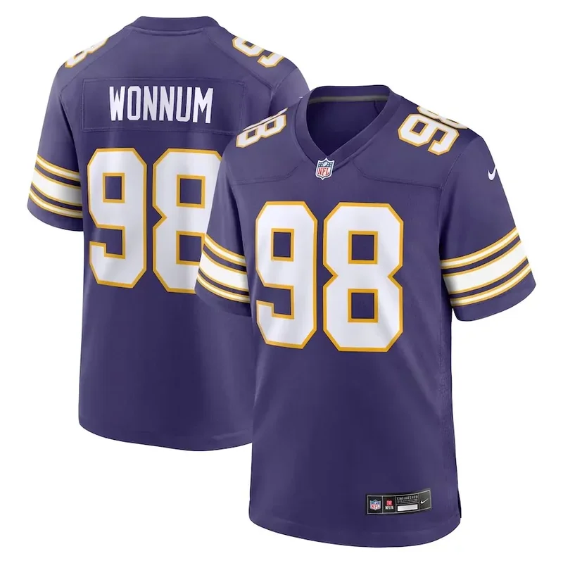 Minnesota Vikings #98 D.J. Wonnum Classic Player Game Purple Football jersey