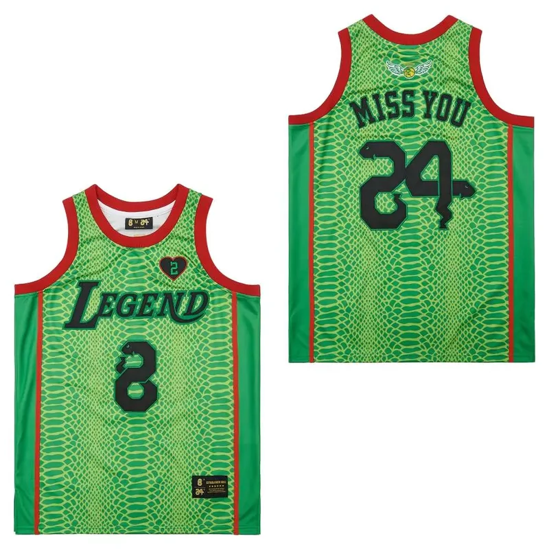 NBA8 24 Green Color Legendary back MISS YOU Basketball jersey