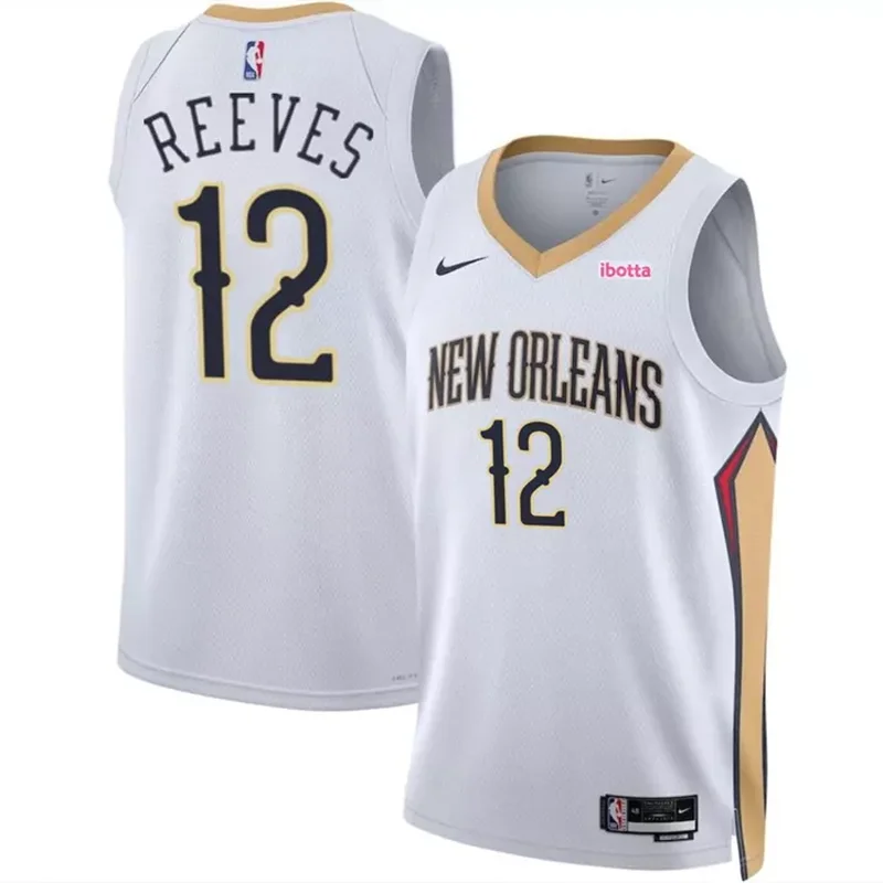 New Orleans Pelicans #12 Antonio Reeves White 2024 Draft Association Edition Stitched Basketball jersey
