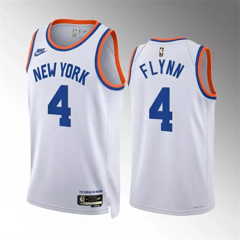 New York Knicks #4 Malachi Flynn White 2021 22 City Edition Stitched Basketball Basketball jersey