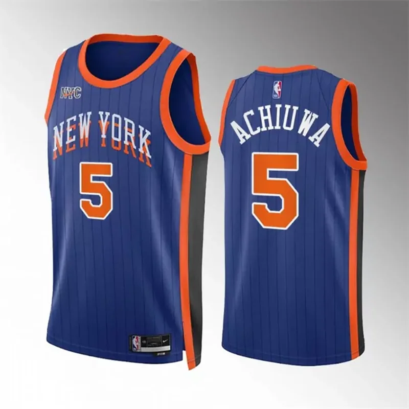 New York Knicks #5 Precious Achiuwa Blue 2023 24 City Edition Stitched Basketball Basketball jersey
