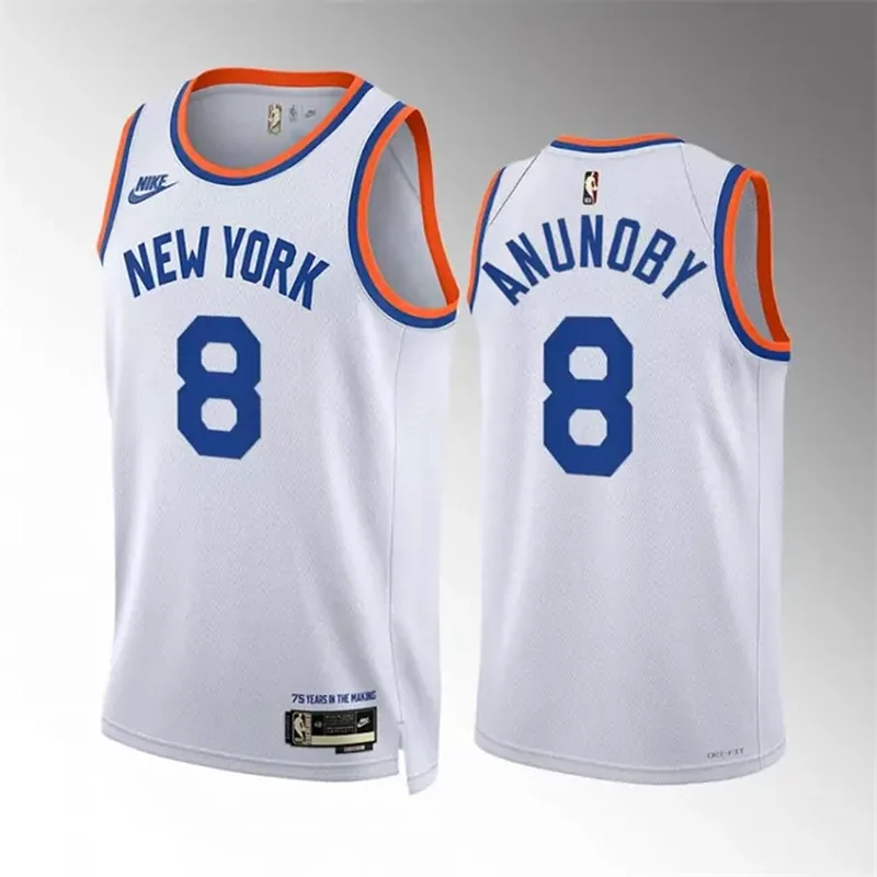 New York Knicks #8 OG Anunoby White 2021 22 City Edition Stitched Basketball Basketball jersey