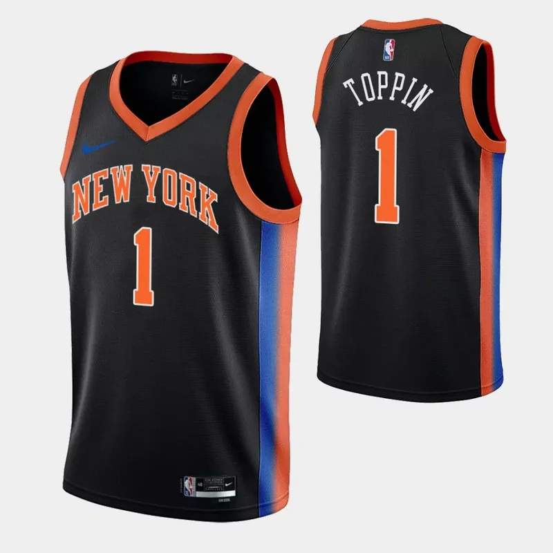 New York New York Knicks #1 Obi Toppin 2022 23 City Edition Black Basketball jersey