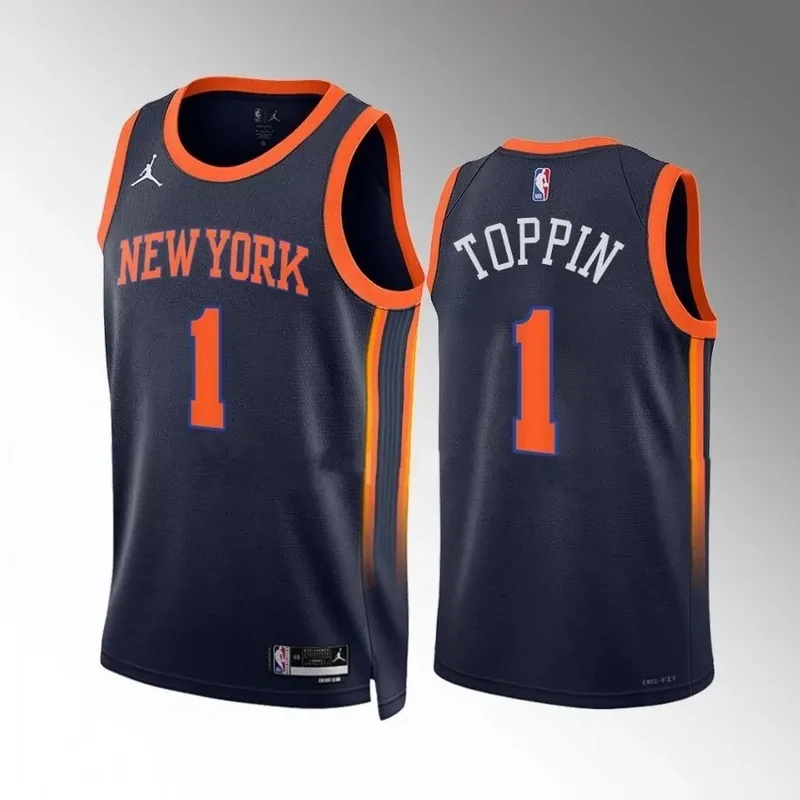 New York New York Knicks Active Player Custom Blue Icon Edition Stitched Basketball Basketball jersey - Image 4