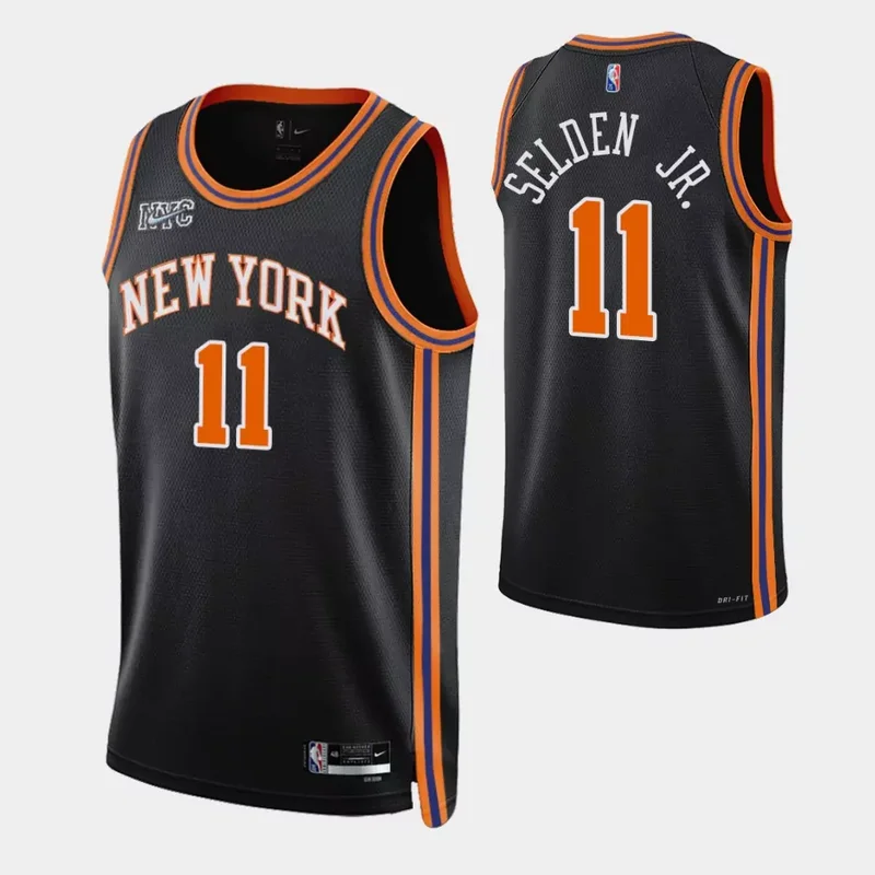 New York New York Knicks #11 Wayne Selden Jr 75th Anniversary City Black Basketball jersey