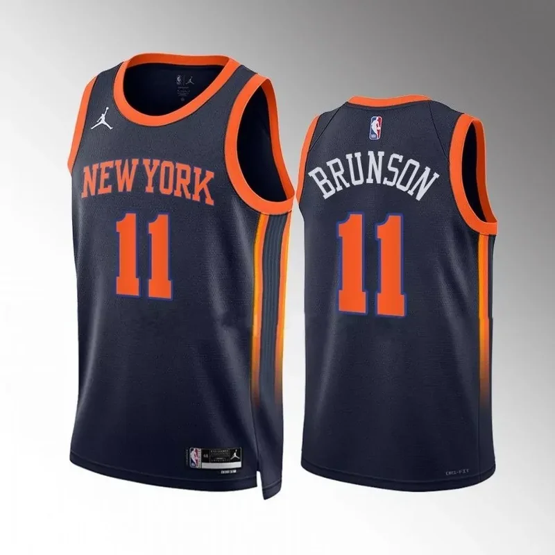 New York New York Knicks #11 jalen brunson navy statement edition 2022 23 jersey Basketball jersey