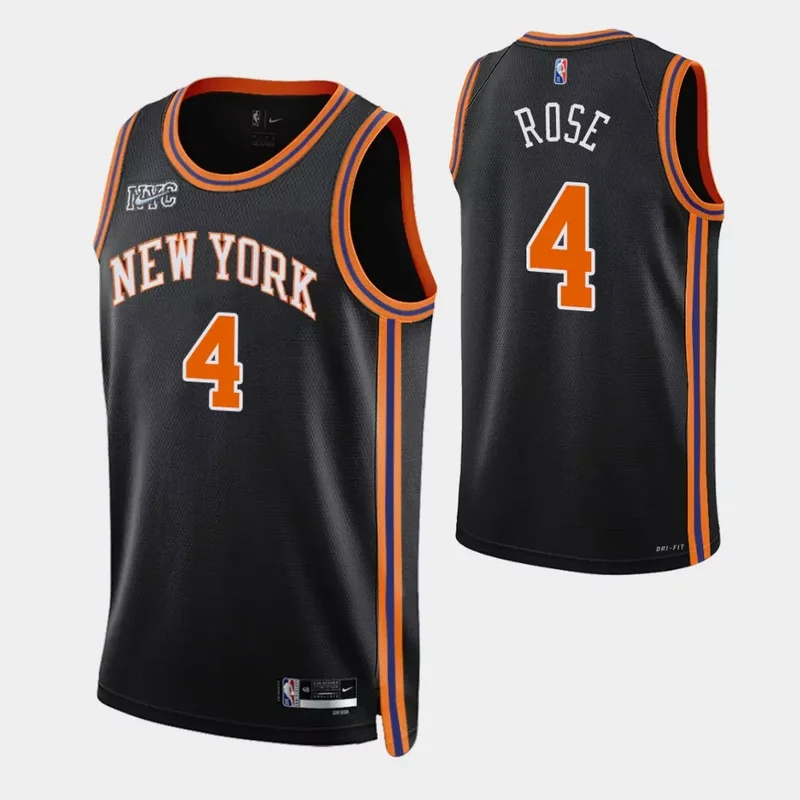 New York New York Knicks #4 Derrick Rose 75th Anniversary City Black Basketball jersey