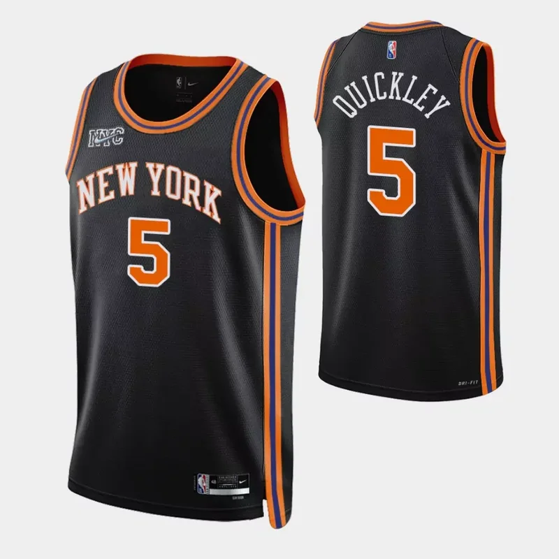New York New York Knicks #23 Mitchell Robinson 75th Anniversary City Black Basketball jersey - Image 4