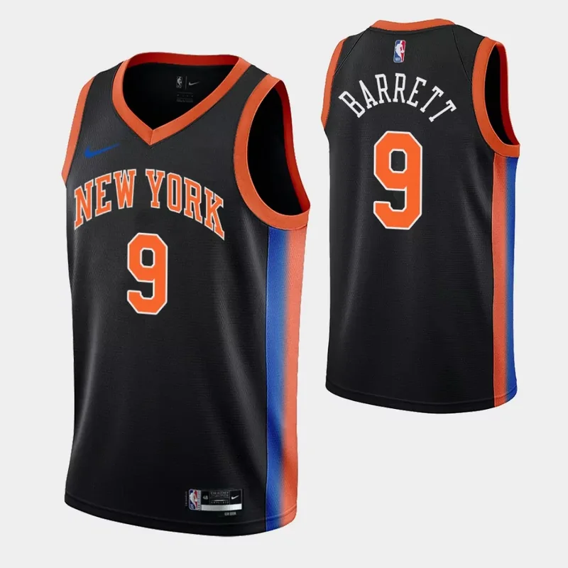 New York New York Knicks #9 RJ Barrett 2022 23 City Edition Black Basketball jersey